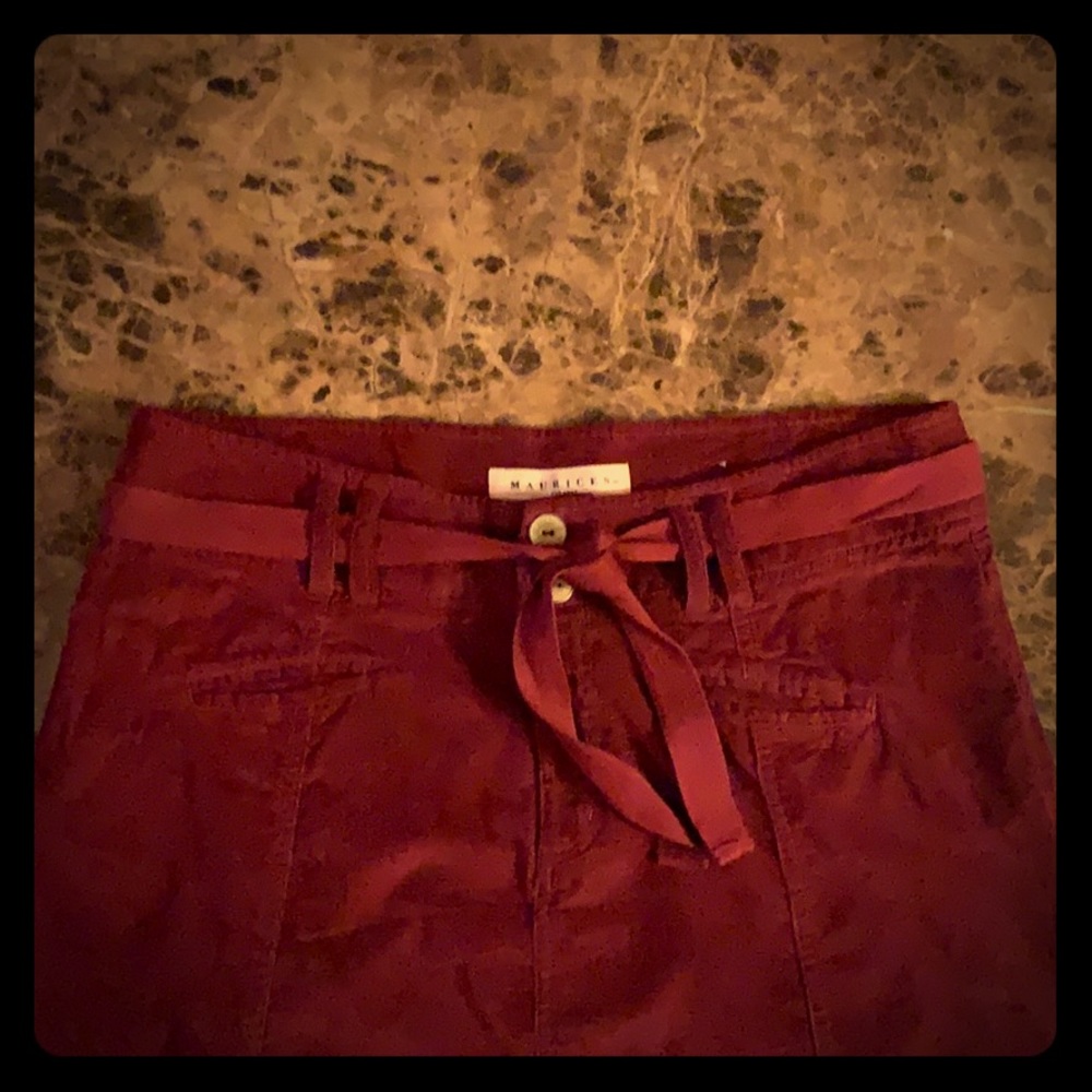 Stretch Corduroy Skirt w/ Belt